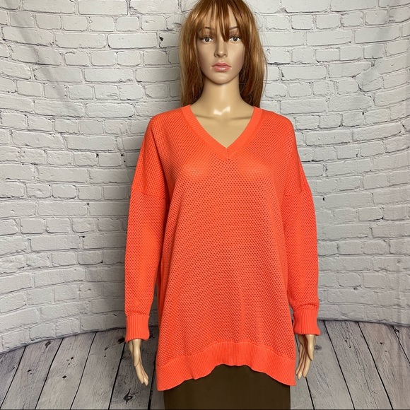 New IMMA Inlet Cotton V-Neck Orange Sweater Size L - Picture 1 of 10